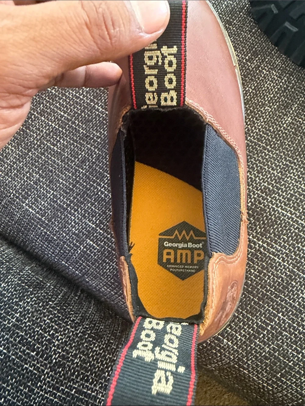 Georgia Boot Brown Leather Slip-On Work Boots